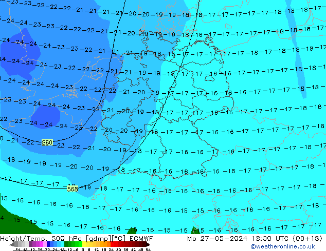 Z500/Regen(+SLP)/Z850 ECMWF ma 27.05.2024 18 UTC