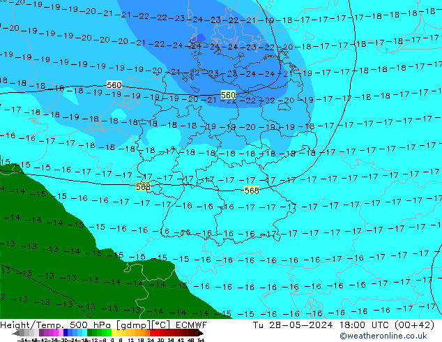 Z500/Rain (+SLP)/Z850 ECMWF Tu 28.05.2024 18 UTC