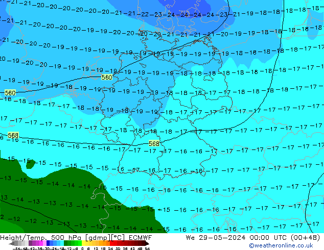 Z500/Rain (+SLP)/Z850 ECMWF Qua 29.05.2024 00 UTC