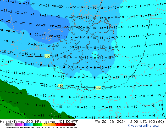 Z500/Rain (+SLP)/Z850 ECMWF We 29.05.2024 12 UTC