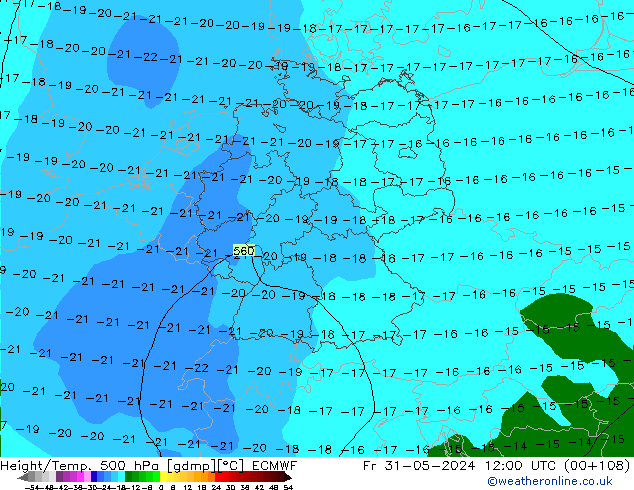 Z500/Rain (+SLP)/Z850 ECMWF Pá 31.05.2024 12 UTC