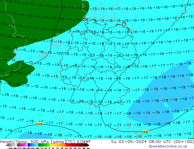 Z500/Rain (+SLP)/Z850 ECMWF dom 02.06.2024 06 UTC