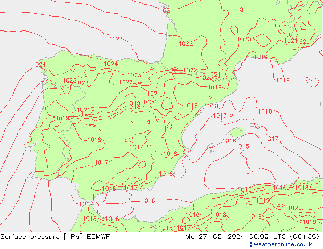 приземное давление ECMWF пн 27.05.2024 06 UTC