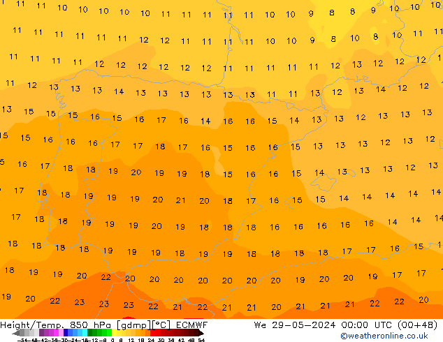 Z500/Yağmur (+YB)/Z850 ECMWF Çar 29.05.2024 00 UTC