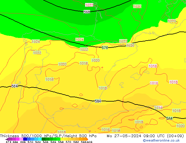 500-1000 hPa Kalınlığı ECMWF Pzt 27.05.2024 09 UTC