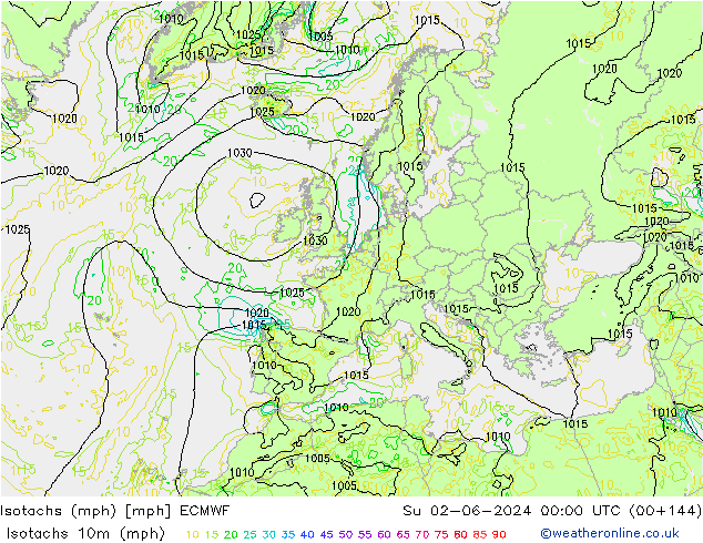 Izotacha (mph) ECMWF nie. 02.06.2024 00 UTC