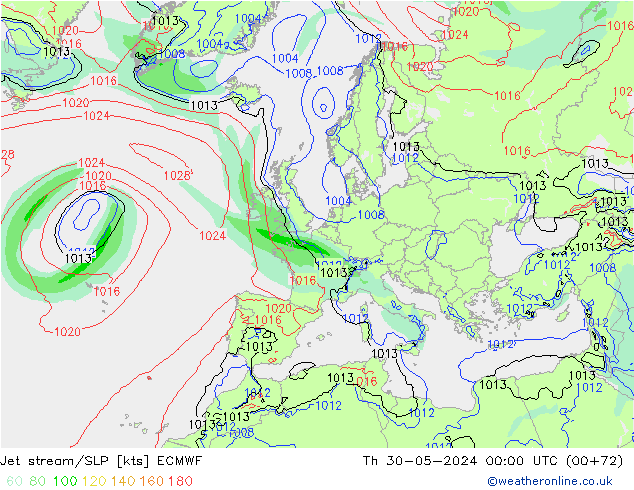 Polarjet/Bodendruck ECMWF Do 30.05.2024 00 UTC