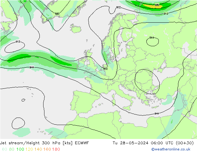 Corrente a getto ECMWF mar 28.05.2024 06 UTC