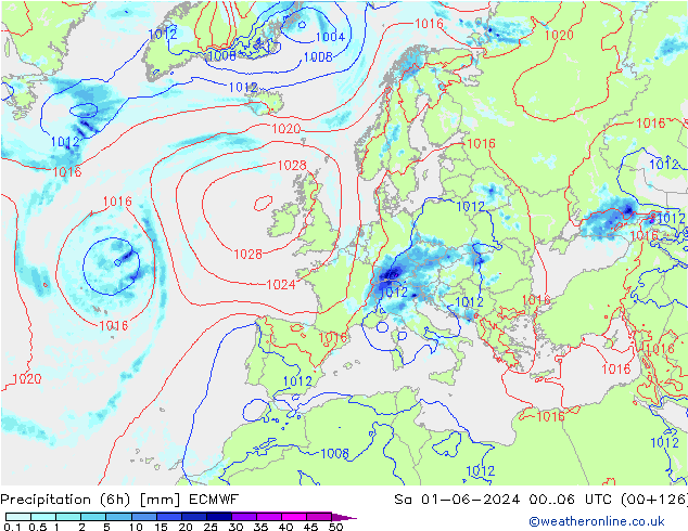 Z500/Rain (+SLP)/Z850 ECMWF sáb 01.06.2024 06 UTC