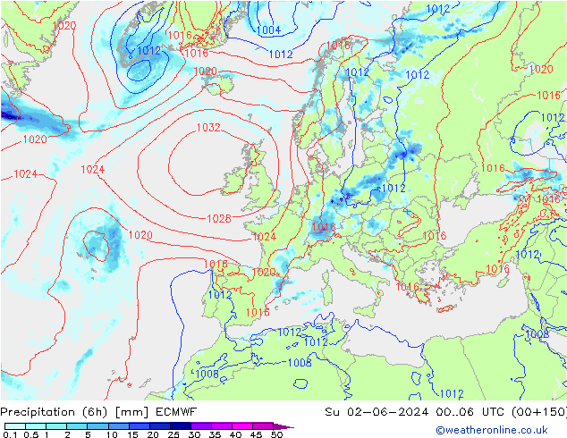 Z500/Rain (+SLP)/Z850 ECMWF Su 02.06.2024 06 UTC