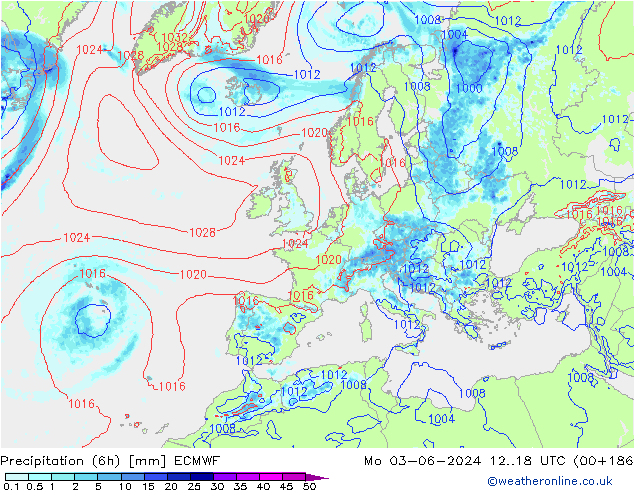 opad (6h) ECMWF pon. 03.06.2024 18 UTC