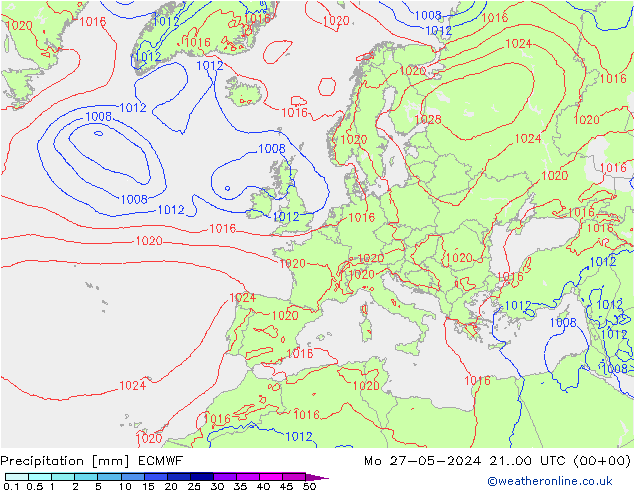 Neerslag ECMWF ma 27.05.2024 00 UTC