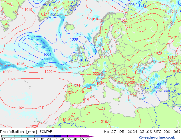 降水 ECMWF 星期一 27.05.2024 06 UTC