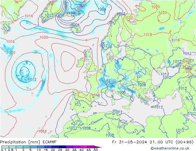 Neerslag ECMWF vr 31.05.2024 00 UTC