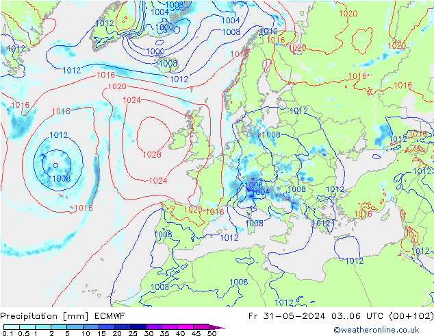 Precipitation ECMWF Fr 31.05.2024 06 UTC