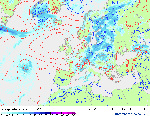 Yağış ECMWF Paz 02.06.2024 12 UTC