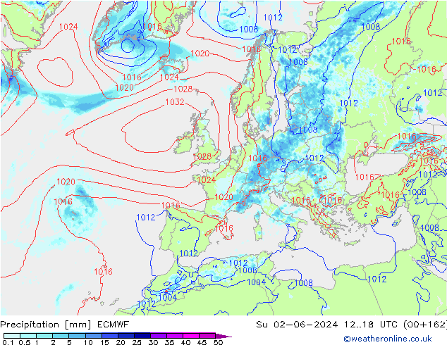 Precipitation ECMWF Su 02.06.2024 18 UTC