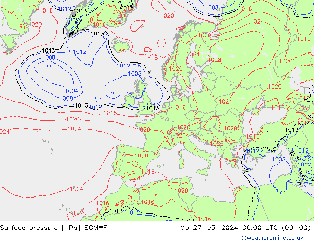 地面气压 ECMWF 星期一 27.05.2024 00 UTC