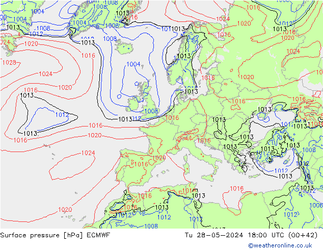 Surface pressure ECMWF Tu 28.05.2024 18 UTC