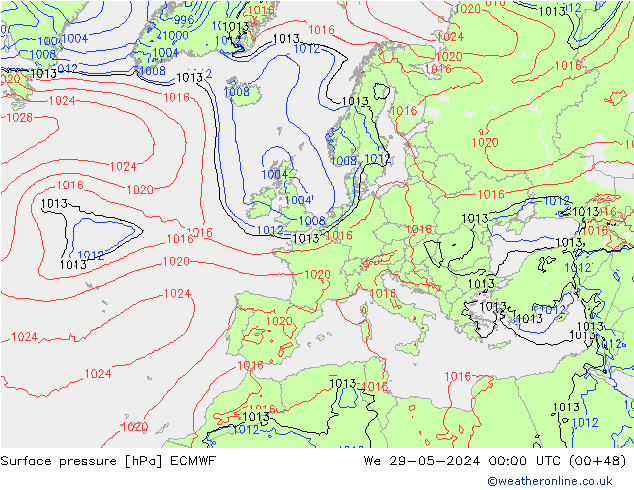 Bodendruck ECMWF Mi 29.05.2024 00 UTC