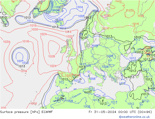 ciśnienie ECMWF pt. 31.05.2024 00 UTC