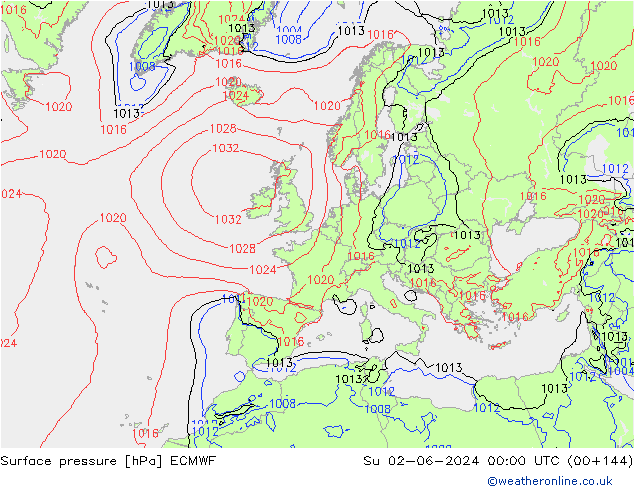 Bodendruck ECMWF So 02.06.2024 00 UTC