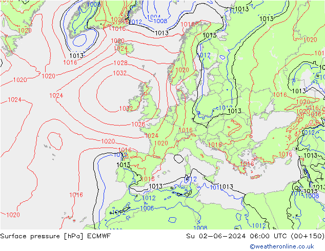 Surface pressure ECMWF Su 02.06.2024 06 UTC