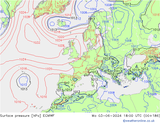 ciśnienie ECMWF pon. 03.06.2024 18 UTC