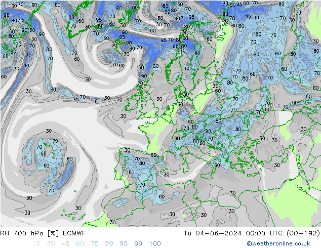 RH 700 hPa ECMWF mar 04.06.2024 00 UTC