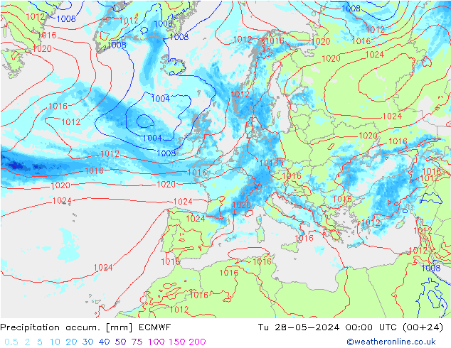 Nied. akkumuliert ECMWF Di 28.05.2024 00 UTC