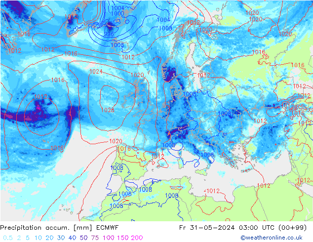 Toplam Yağış ECMWF Cu 31.05.2024 03 UTC