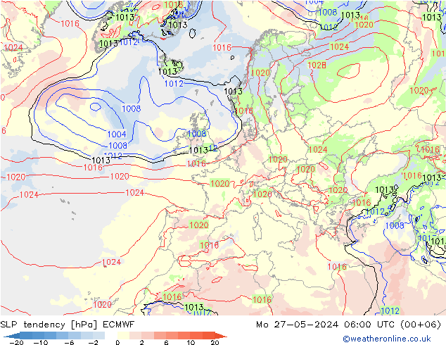 Druktendens (+/-) ECMWF ma 27.05.2024 06 UTC