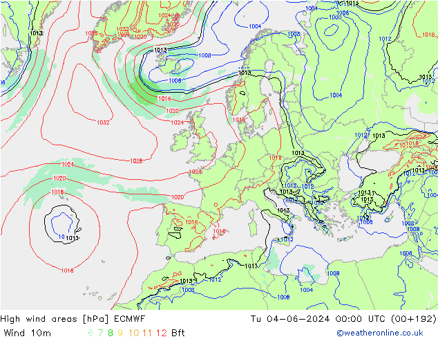 Windvelden ECMWF di 04.06.2024 00 UTC