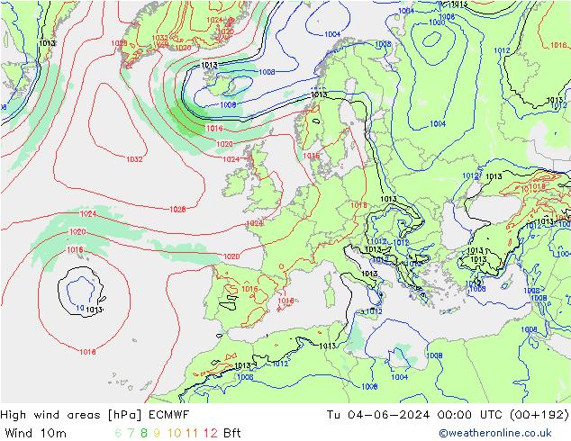 High wind areas ECMWF  04.06.2024 00 UTC