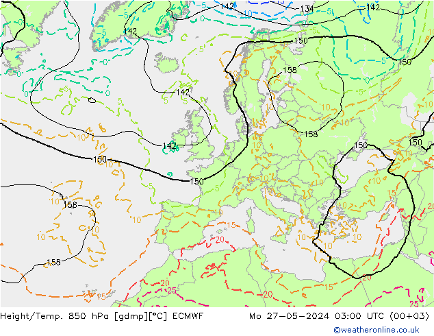 Height/Temp. 850 hPa ECMWF 星期一 27.05.2024 03 UTC