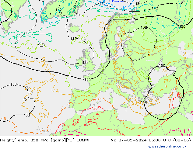 Z500/Rain (+SLP)/Z850 ECMWF 星期一 27.05.2024 06 UTC