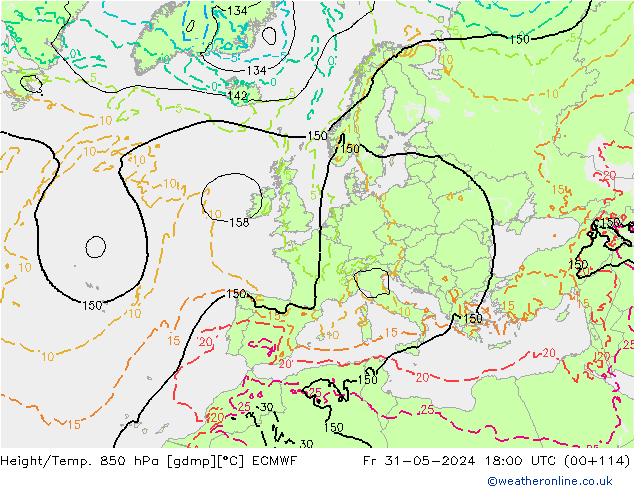 Height/Temp. 850 hPa ECMWF  31.05.2024 18 UTC