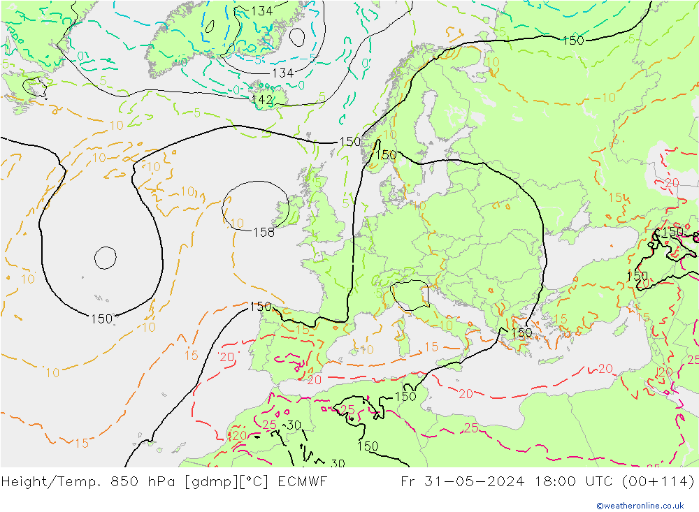 Z500/Rain (+SLP)/Z850 ECMWF Fr 31.05.2024 18 UTC