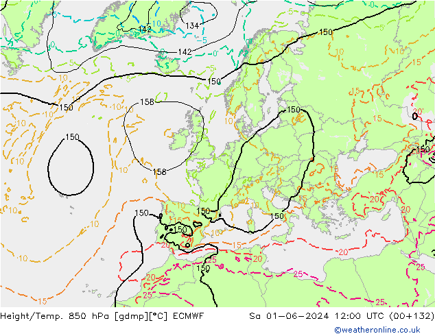 Z500/Rain (+SLP)/Z850 ECMWF sam 01.06.2024 12 UTC