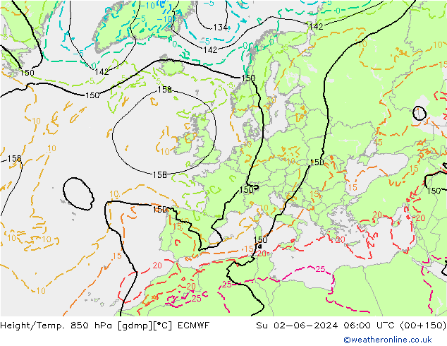 Z500/Rain (+SLP)/Z850 ECMWF Su 02.06.2024 06 UTC