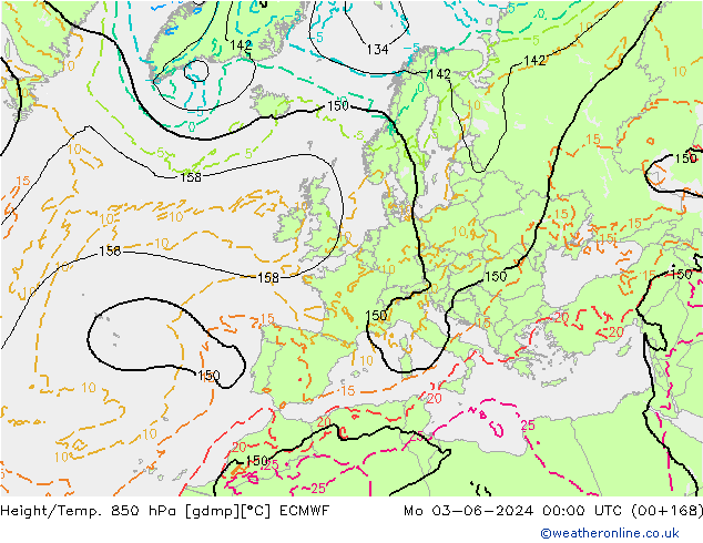 Z500/Rain (+SLP)/Z850 ECMWF Po 03.06.2024 00 UTC