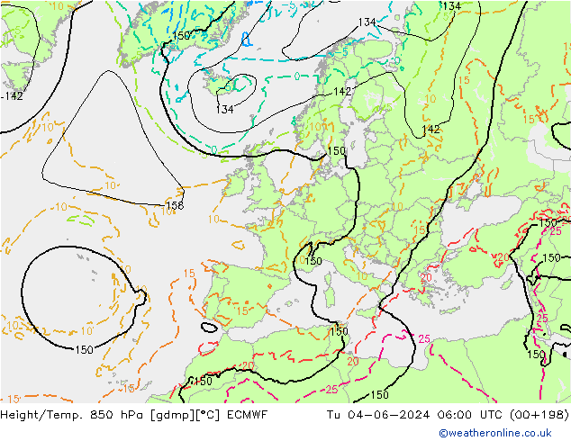 Height/Temp. 850 hPa ECMWF wto. 04.06.2024 06 UTC