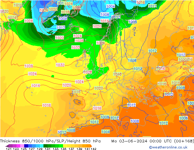 Schichtdicke 850-1000 hPa ECMWF Mo 03.06.2024 00 UTC