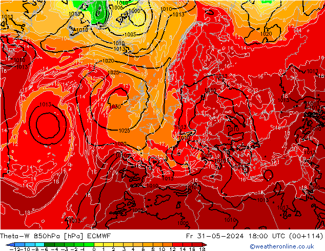 Theta-W 850hPa ECMWF vr 31.05.2024 18 UTC