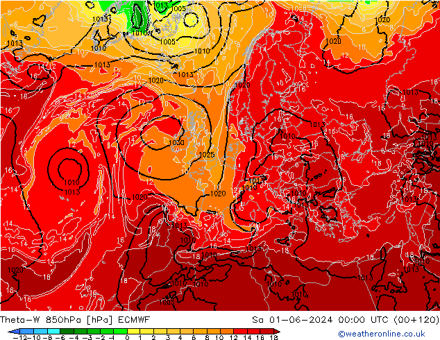 Theta-W 850hPa ECMWF sam 01.06.2024 00 UTC