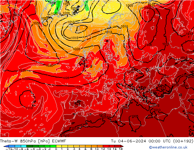 Theta-W 850hPa ECMWF di 04.06.2024 00 UTC