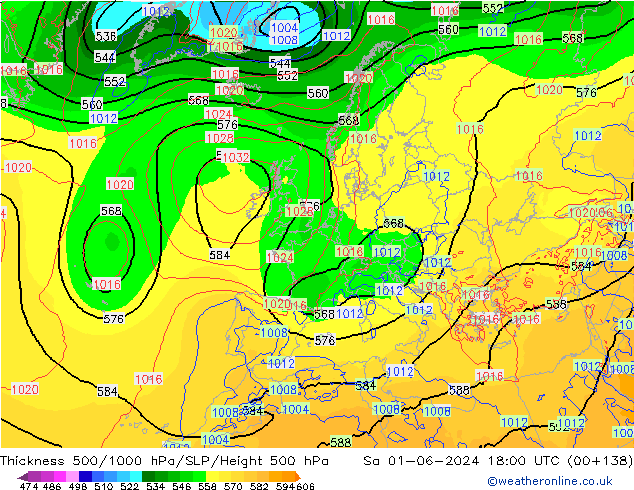 Dikte 500-1000hPa ECMWF za 01.06.2024 18 UTC