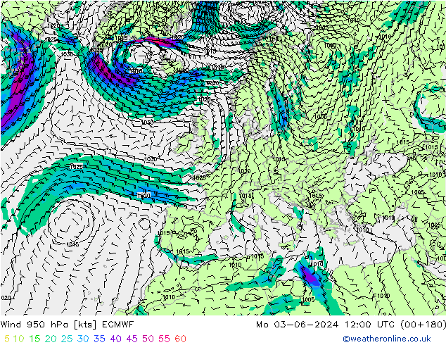 Wind 950 hPa ECMWF Po 03.06.2024 12 UTC