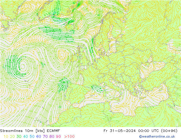 Stromlinien 10m ECMWF Fr 31.05.2024 00 UTC