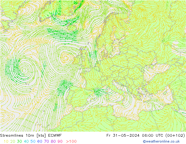 Rüzgar 10m ECMWF Cu 31.05.2024 06 UTC